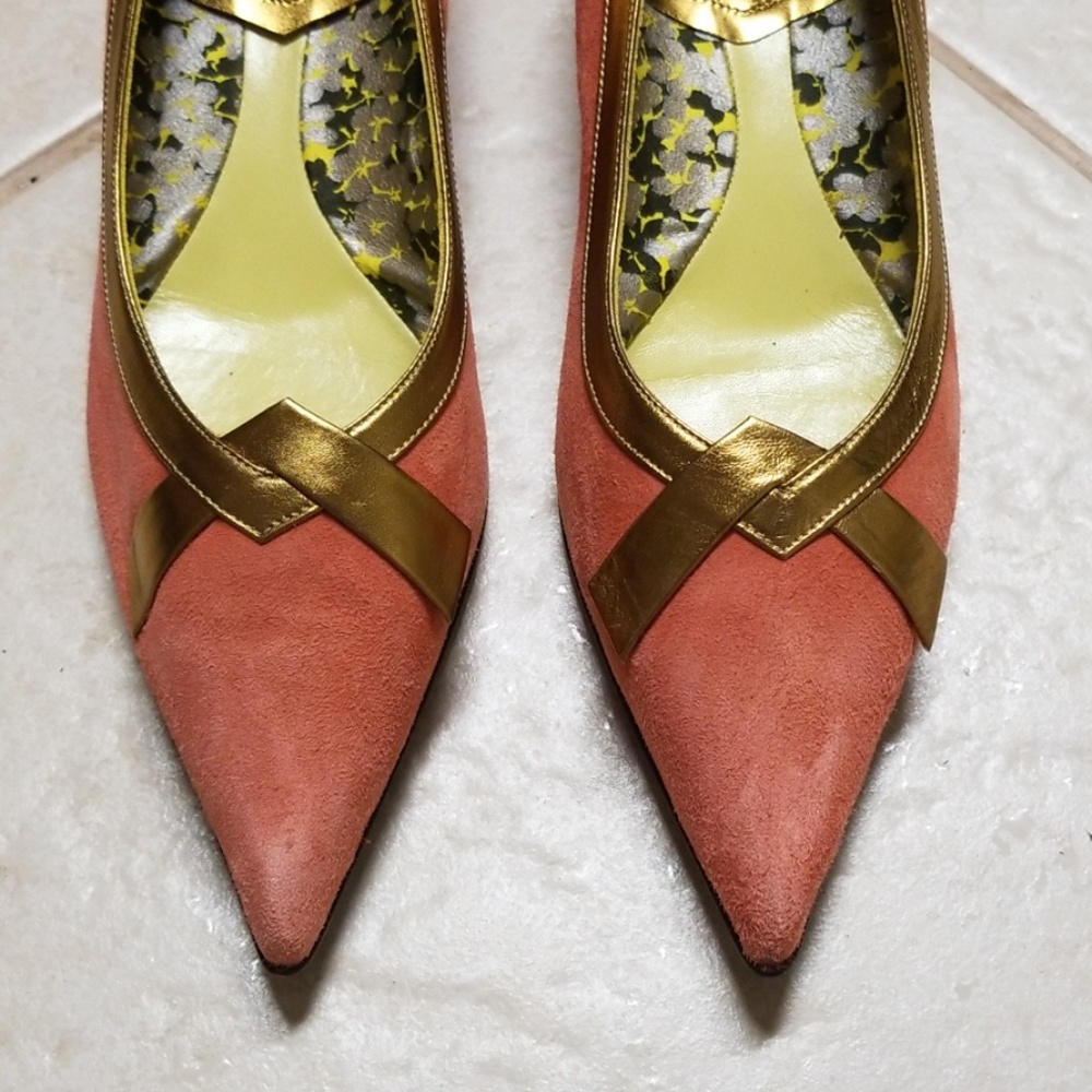 Maurizio Araki Salmon Suede Heels Size 39 - Picture 2 of 6